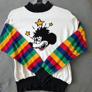 Mickey Mouse Disney Forever 21 Sweatshirt Rainbow Sleeve Graphic Crew Limited Ed